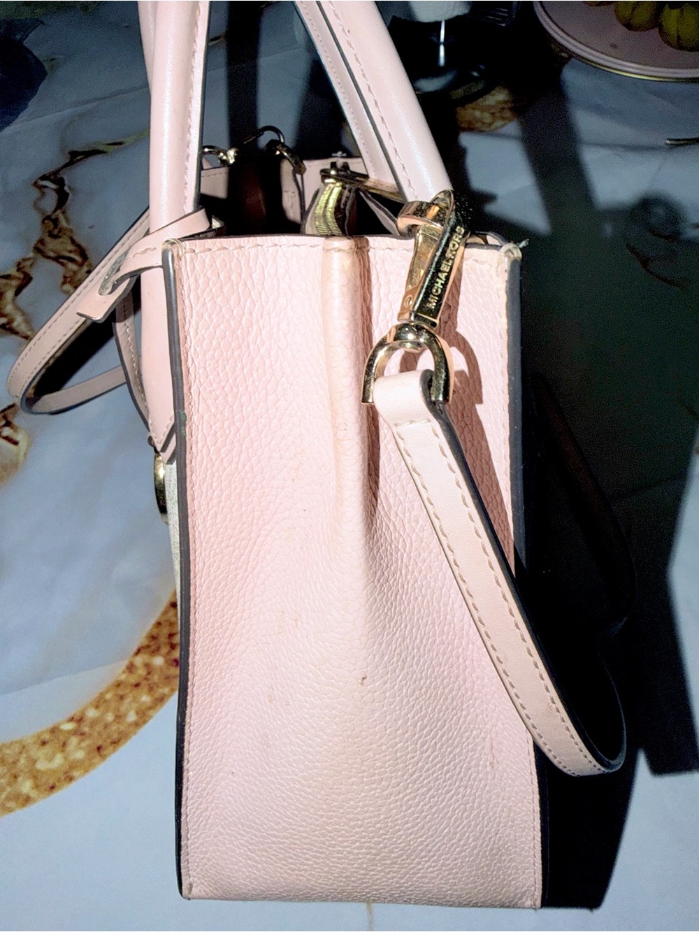 Michael Kors Pink And Vanilla Signature Satchel View 2
